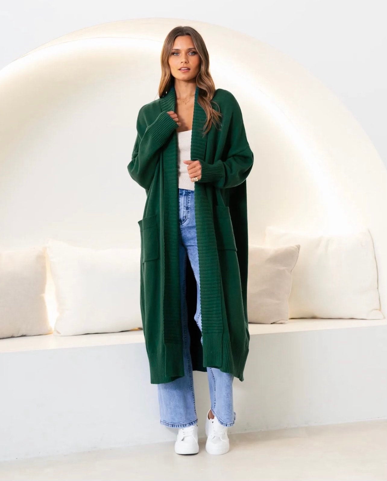 Green duster cardigan shop